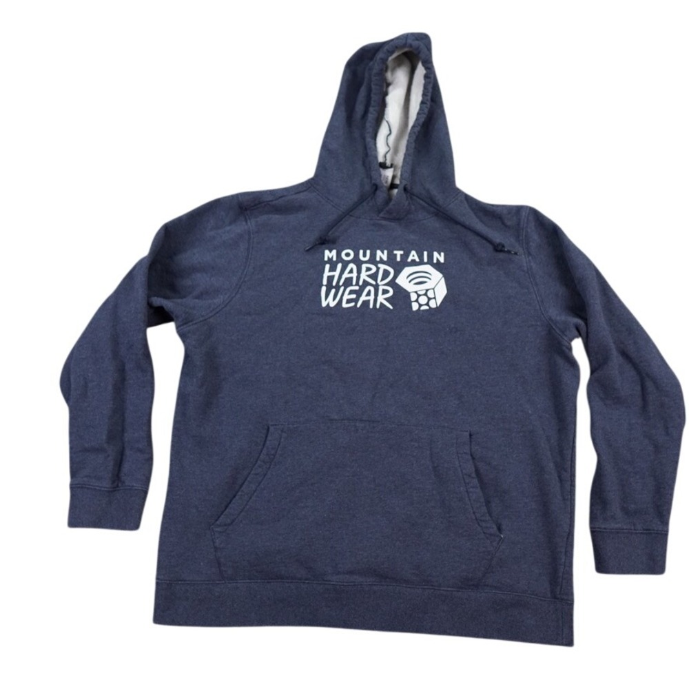 Mountain Hardwear Hoodie Mens XL Navy Blue Logo Pullover Organic Cotton Gorpcore